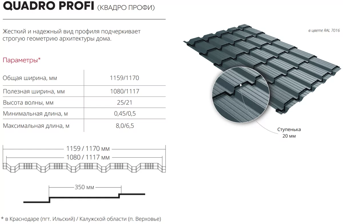 Металлочерепица Quadro Profi Grand Line