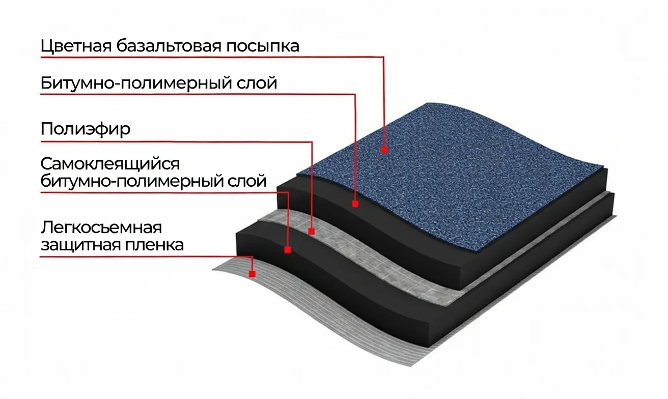 Структура рулонной черепицы Технониколь