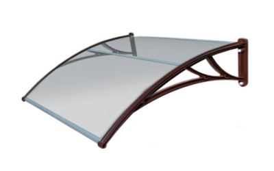 Козырек Krovent из поликарбоната 1200х930х280 прозрачный с коричневым кронштейном