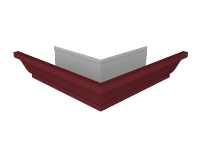 Угол желоба со сварным швом внешний Vortex Lite 130мм RAL 3005 красное вино