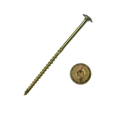 Саморез конструкционный тарельчатый Daxmer 8,0х160 (50 штук) Torx, желтый цинк
