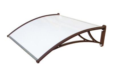 Козырек Krovent из поликарбоната 1200х930х280 молочный с коричневым кронштейном